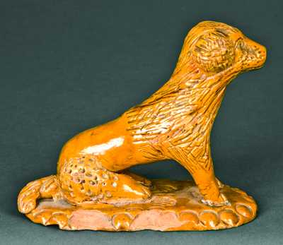 Glazed Redware Dog on Base