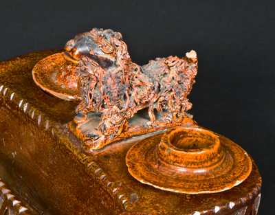 Shanksville, PA Redware Inkwell with Dog Finial