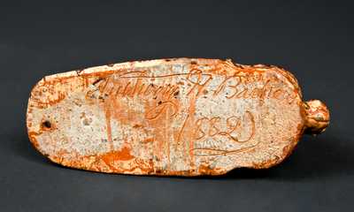 Anthony Baecher Shenandoah Redware Holy Water Font w/ Applied Cross