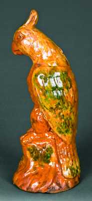 Large Polychrome Redware Parrot Bank