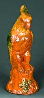 Large Polychrome Redware Parrot Bank