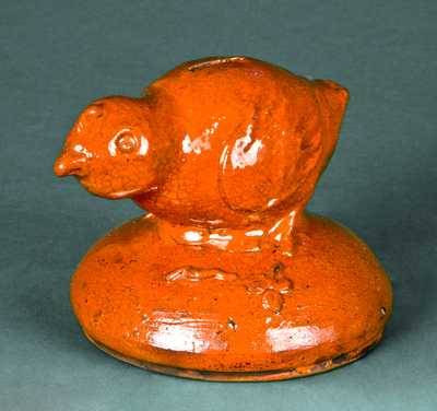 Redware Chick with Worms Bank