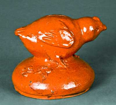 Redware Chick with Worms Bank