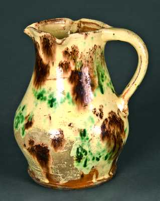 Eberly, Strasburg, VA Multi-Glaze Triple-Spouted Pitcher