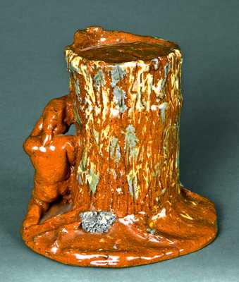 Redware Indian-with-Stump Bank