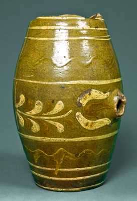 Tulip-Decorated Redware Keg, probably Pennsylvania