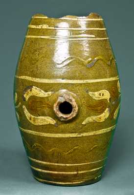 Tulip-Decorated Redware Keg, probably Pennsylvania