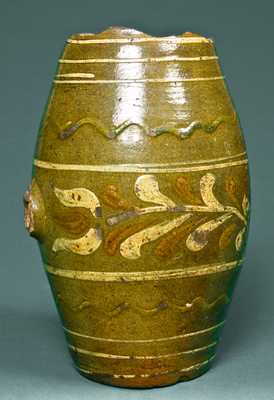 Tulip-Decorated Redware Keg, probably Pennsylvania