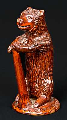 Redware Bear-with-Club Figure