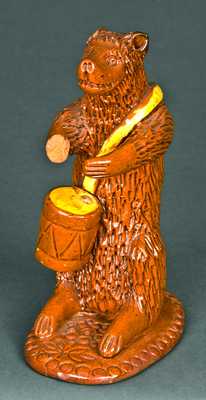 Redware Bear-with-Drum Figure