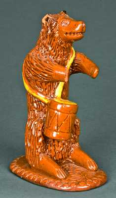 Redware Bear-with-Drum Figure