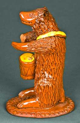 Redware Bear-with-Drum Figure