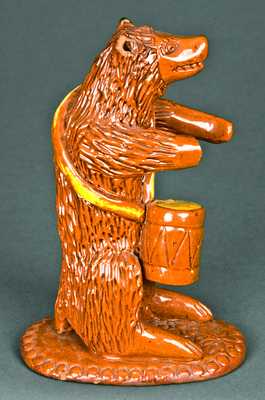 Redware Bear-with-Drum Figure