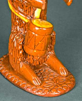 Redware Bear-with-Drum Figure