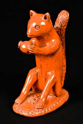 Redware Squirrel-with-Nut Figure