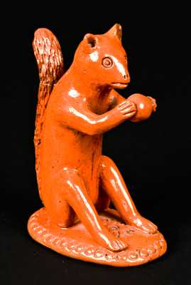 Redware Squirrel-with-Nut Figure