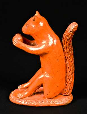 Redware Squirrel-with-Nut Figure