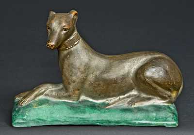 JOHN BELL, Waynesboro, PA Redware Whippet Dog