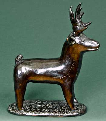 Large-Sized Redware Deer Figure