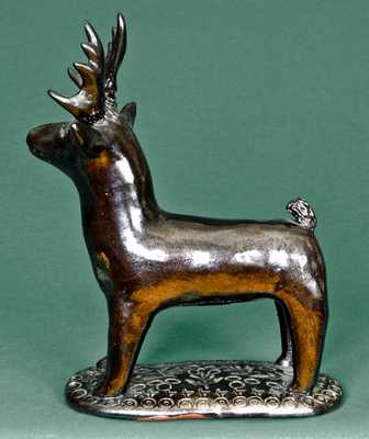 Large-Sized Redware Deer Figure