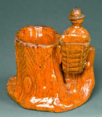 Signed Allentown, PA, 1885 Redware Match Holder