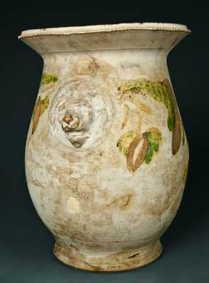 SOLOMON BELL / STRASBURG / Va Redware Lions Head Urn