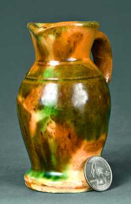 Miniature Multi-Glazed Redware Pitcher, Strasburg, VA