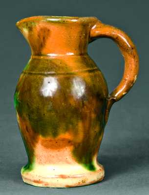 Miniature Strasburg, VA Multi-Glazed Redware Pitcher