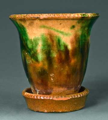 Strasburg, VA Multi-Glazed Redware Flowerpot