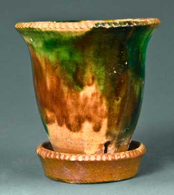 Strasburg, VA Multi-Glazed Redware Flowerpot