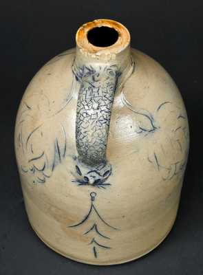 Stoneware Jug with Ornate Incised Decoration of a Woman