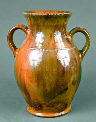 Jacob Medinger Redware Open-Handled Vase