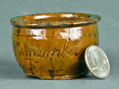 Remember me fa la la Miniature Medinger Redware Jar