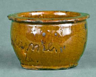 Remember me fa la la Miniature Medinger Redware Jar