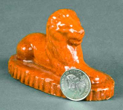 Miniature Redware Lion Figure