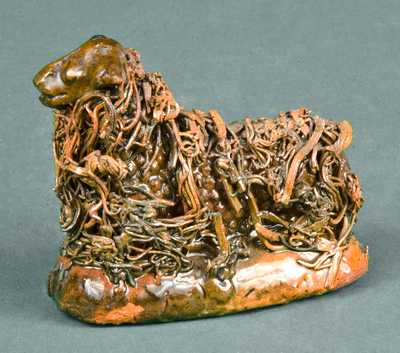 Miniature Redware Sheep Figure w/ Applied Coleslaw