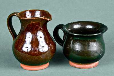 Lot of 2: Miniature Redware Pitcher and Miniature Redware Cup