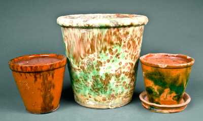 Lot of 3: Redware Flowerpots