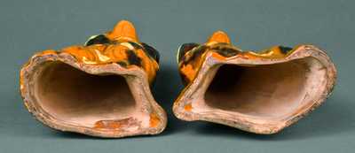 Pair of Redware Spaniels, probably Pennsylvania