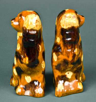 Pair of Redware Spaniels, probably Pennsylvania