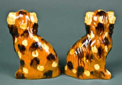 Pair of Redware Spaniels, probably Pennsylvania