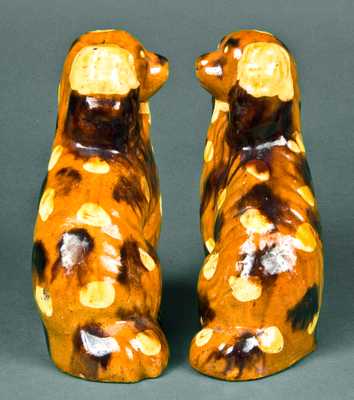 Pair of Redware Spaniels, probably Pennsylvania