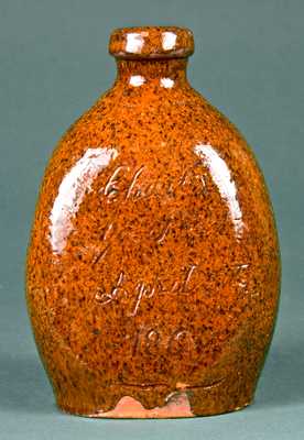 Charles Joseph, Jay County, Indiana Redware Flask