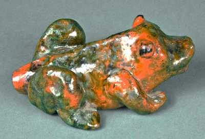 Redware Frog Whistle, probably PA