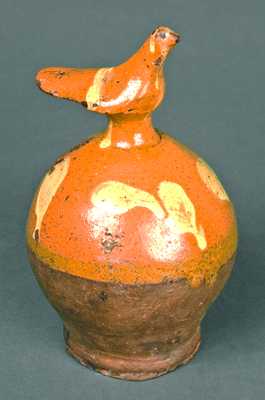 Redware Bank w/ Bird Finial, probably John Nase, Tylersport, PA