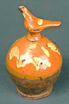 Redware Bank w/ Bird Finial, probably John Nase, Tylersport, PA