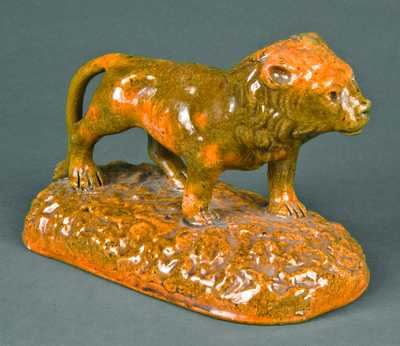 Glazed Redware Lion Figure