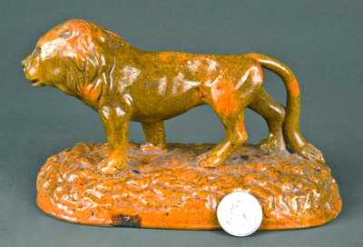 Glazed Redware Lion Figure
