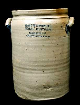 Four-Gal. Peter Herrmann Stoneware Crock w/ Chestertown, MD Advertising