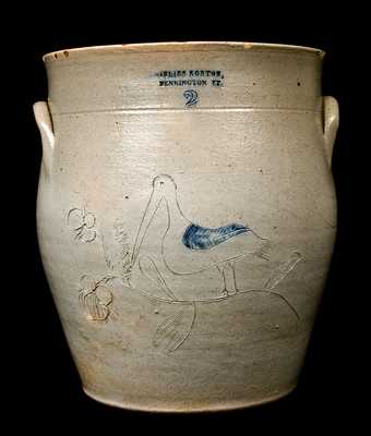 JULIUS NORTON / BENNINGTON, VT Stoneware Jar w/ Incised Bird